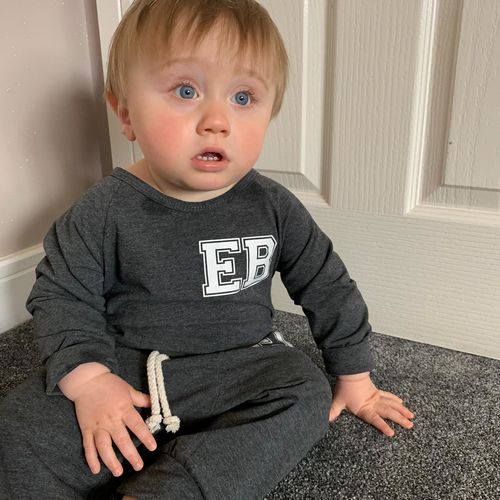 Customer photo review of Personalised Langston Initial Infants Tracksuit Set (0-2 Years) (MRK X)
