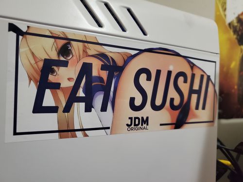 Customer photo review of Eat Sushi Anime Slap Sticker