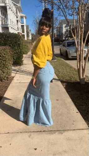 Customer photo review of Button-Down Denim Skirt