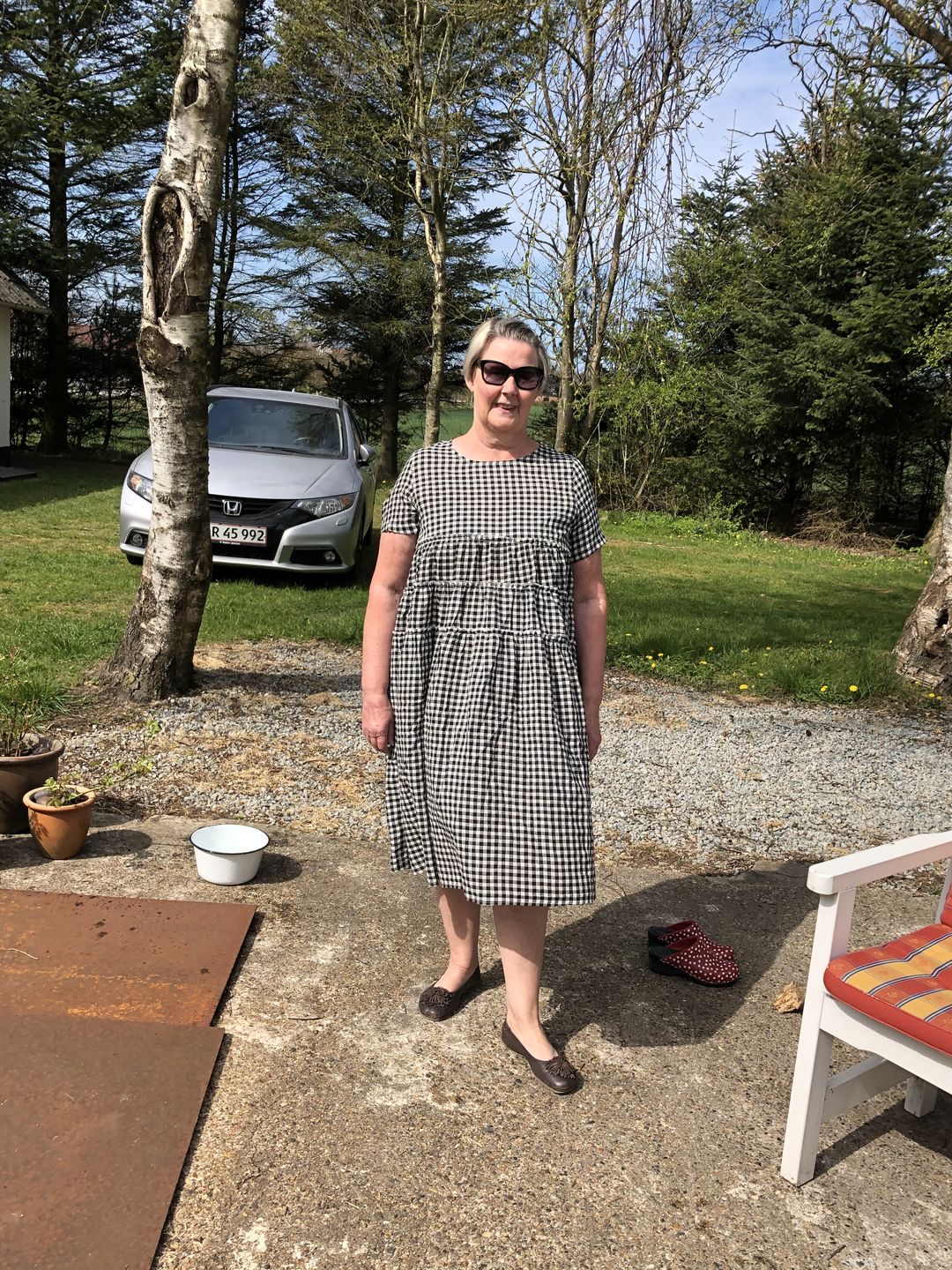 Customer photo review of Plus Size - 100%Cotton Short Sleeve Plaid Dress