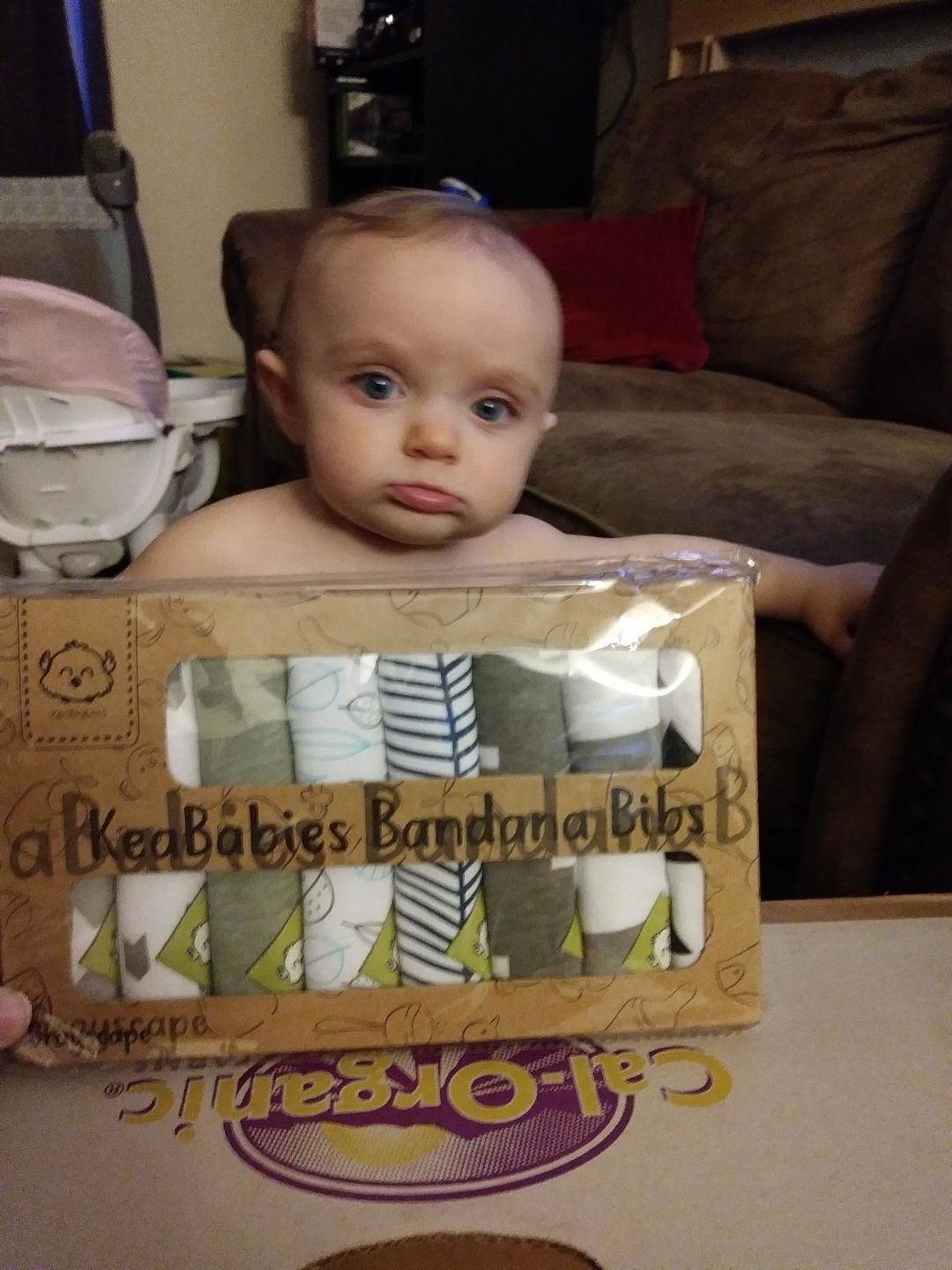 Customer photo review of Organic Baby Bandana Bibs
