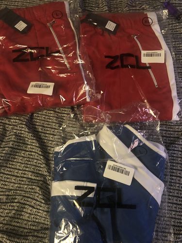 Customer photo review of Premium Side Stripe Zip Pocket Track Pants (Royal Blue - White)