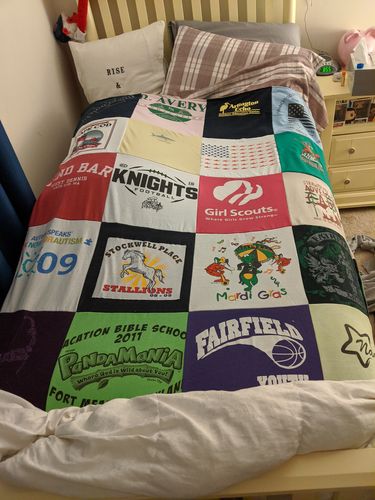 T-shirt quilt featuring knights, stallions by Kristen from PA