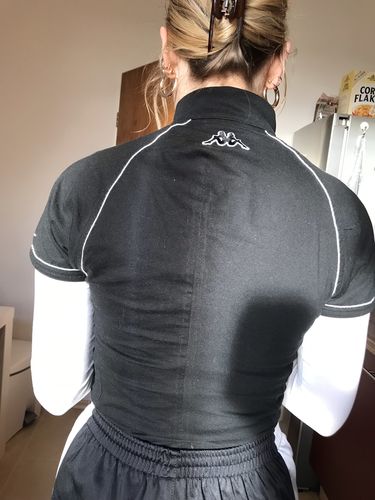 Customer photo review of kappa black tape logo 1/4 zip t-shirt uk 12
