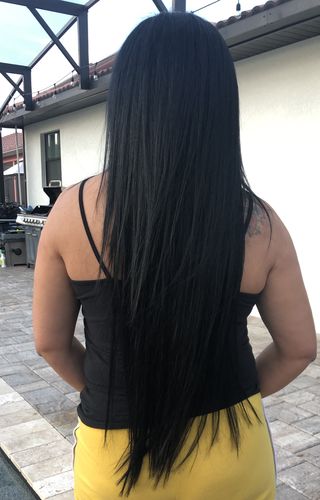 Customer photo review of Tape in Hair Extensions 100% Remy Human Hair 40 Pieces 100 Grams (#1)