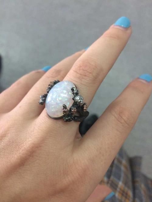 Customer photo review of Midnight Blossom Opal Crystal Ring