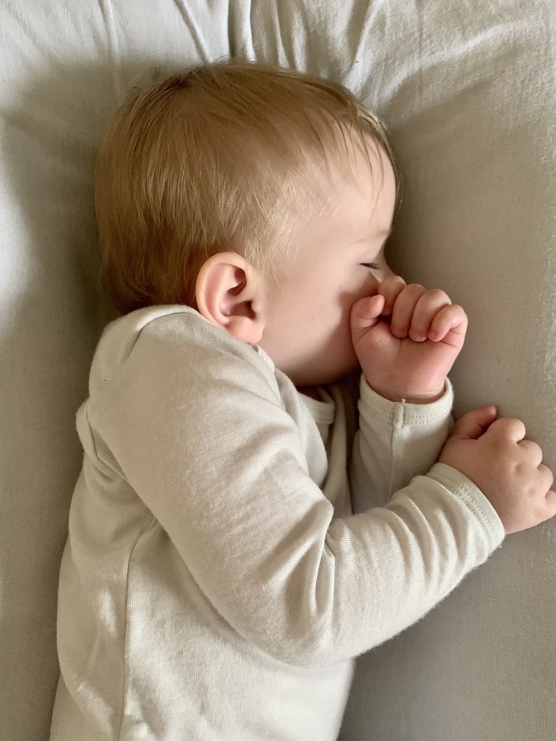 Customer photo review of Baby Bodysuit, Long Sleeve, Merino Wool, Oat