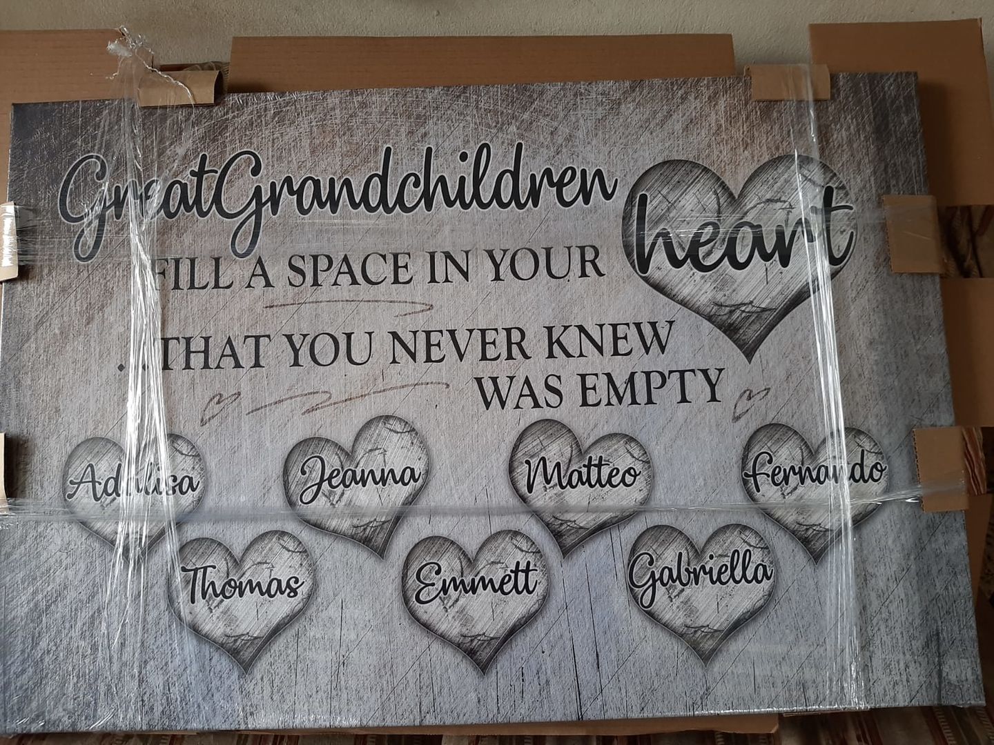 Customer photo review of Personalized "Grandchildren Fill A Space In Your Heart" Premium Canvas