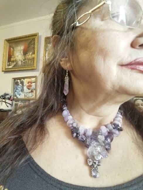 Customer photo review of Hexagonal Harmony Earrings