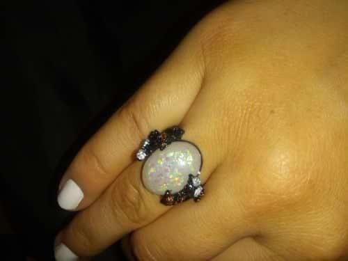 Customer photo review of Midnight Blossom Opal Crystal Ring
