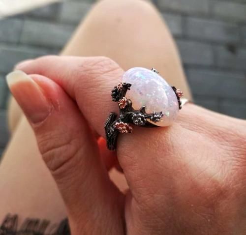Customer photo review of Midnight Blossom Opal Crystal Ring