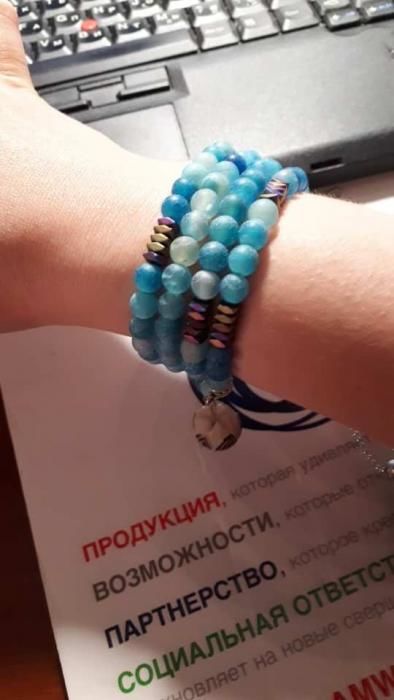 Customer photo review of Relaxing Blue Onyx Stone Mala