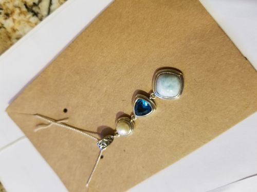 Silver Larimar Necklace Crystal Pendant Mindfulsouls