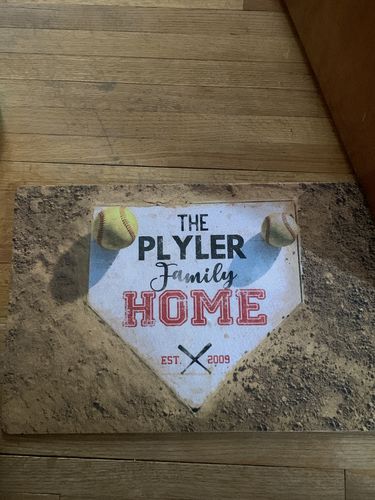 Customer photo review of Personalized Home Plate Welcome Mat