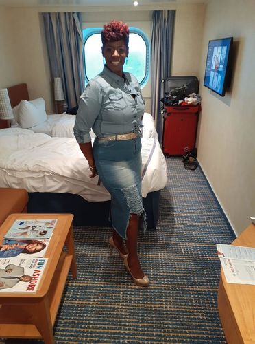 Customer photo review of Destroyed Denim Skirt