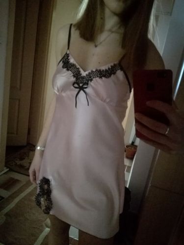 Customer photo review of Lace Trim Satin Sleepwear Cami Dress