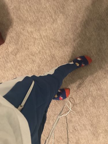 Customer photo review of Zip Pocket Side Stripe Track Pants Royal - White (M4418PS)