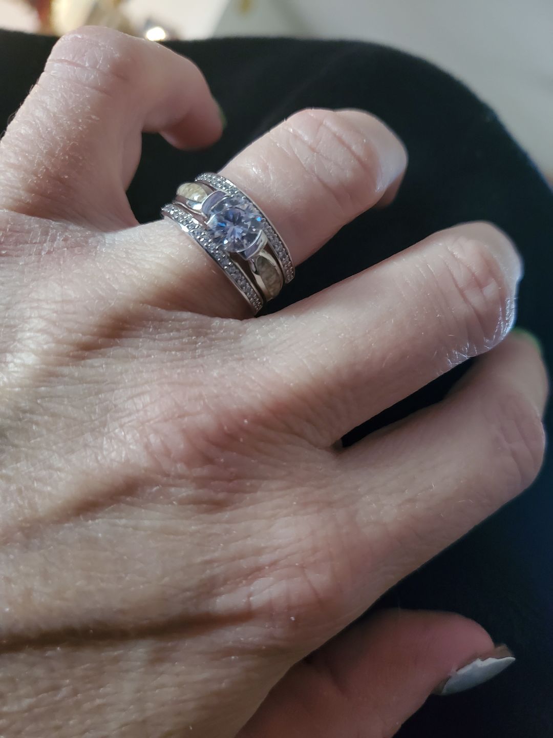 Customer photo review of Silver Ring with Gem and Cremation Ash