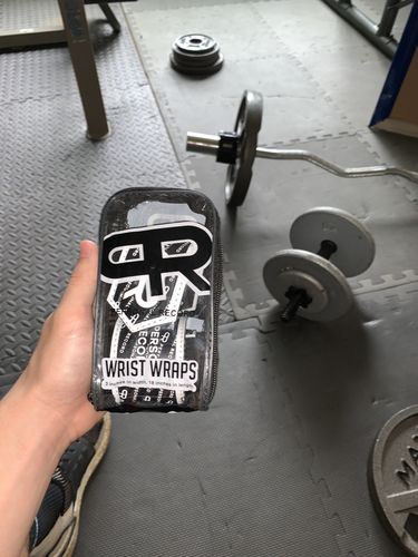 Customer photo review of Personal Record Heavy Duty Premium Wrist Wraps PR901 - Black/White