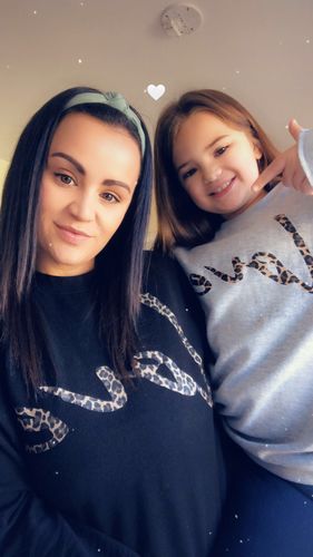 Customer photo review of LOVE Script Leopard Print Mum & Kid Matching Sweatshirts (MRK X)