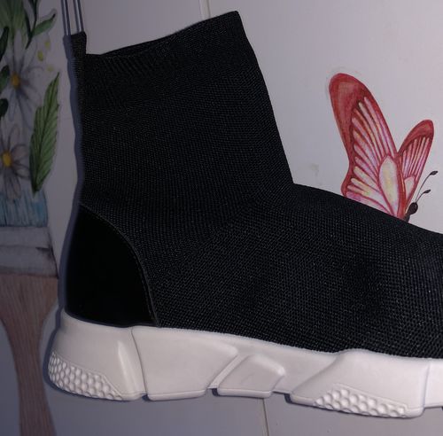 Customer photo review of High Top Knit Sock Sneakers