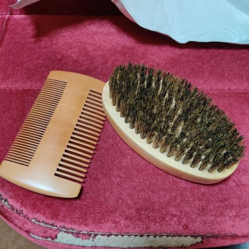 Customer photo review of Beard Grooming Kit – Boar Bristle Brush & Wooden Combs