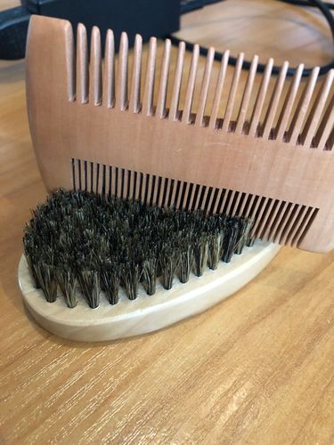 Customer photo review of Beard Grooming Kit – Boar Bristle Brush & Wooden Combs