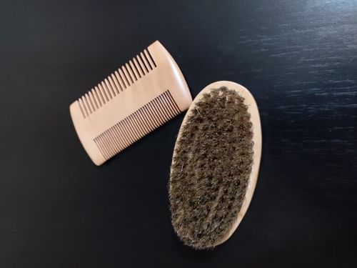 Customer photo review of Beard Grooming Kit – Boar Bristle Brush & Wooden Combs