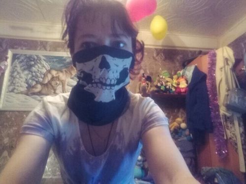Customer photo review of Skull Print Face Bandana Magic Scarf Headwrap Balaclava