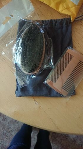 Customer photo review of Beard Grooming Kit – Boar Bristle Brush & Wooden Combs