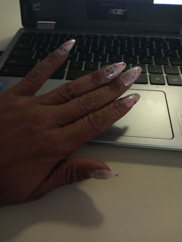 Customer photo review of INSTANT GLAM- CARACATTA MARBLE TAPERED LONG COFFIN PRESS ON NAIL SET