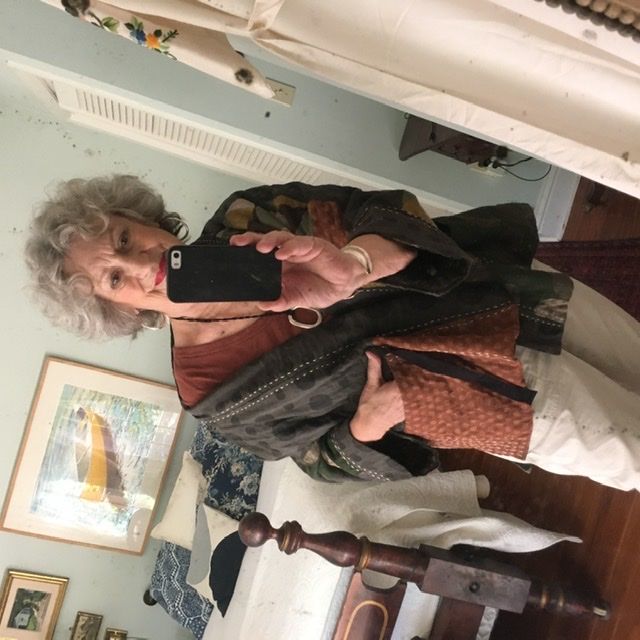 Customer photo review of Plus Size - Irregular Geometric Pattern Retro 100% Cotton Coat