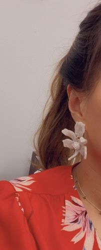Customer photo review of SMALL CRYSTAL LILY EARRINGS