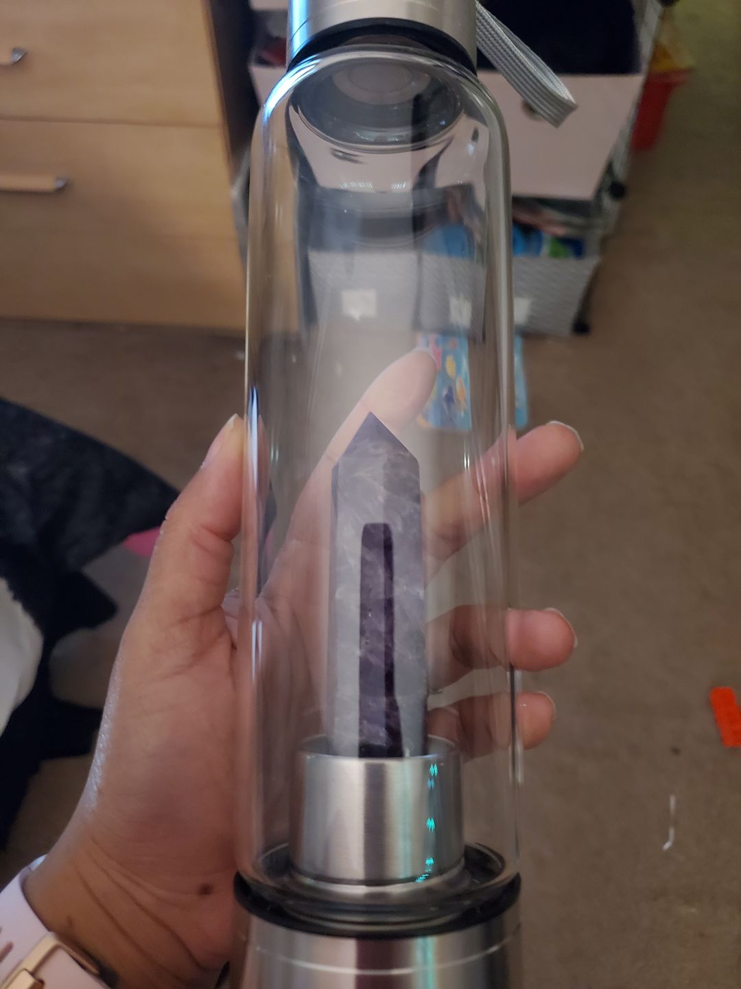 Customer photo review of Crystal Wand Water Bottle + Protective Sleeve (Stainless Steel)