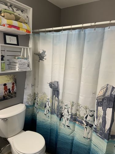 Customer photo review of Coming Storm Trooper Star Wars Shower Curtain