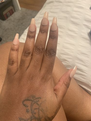 Customer photo review of INSTANT GLAM- MEDIUM COFFIN LENGTH GLOSSY SOLID SETS