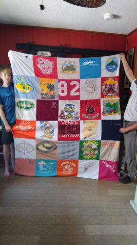 T-shirt quilt with travel, entertainment themes by William from AL