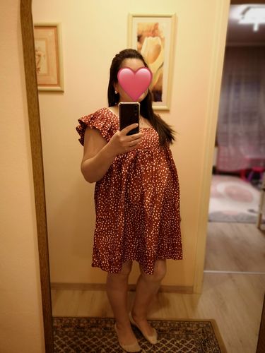Customer photo review of Floral Print Square Neck Ruffles Dress