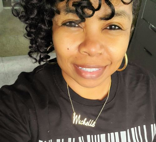 Customer photo review of Large Script  Name Necklace