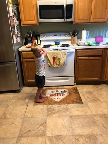 Customer photo review of Personalized Home Plate Welcome Mat