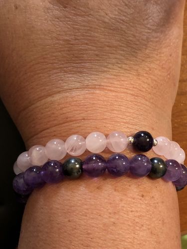 Customer photo review of BRACELET DUO QUARTZ ROSE/AMETHYSTE