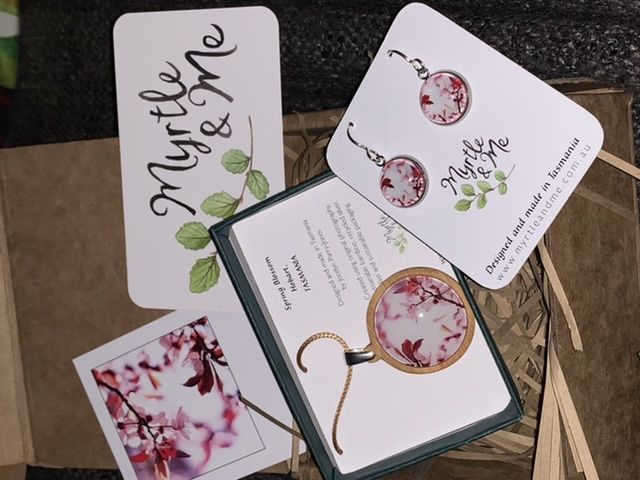Customer photo review of Pink Blossom Drop - Earrings