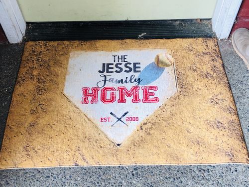 Customer photo review of Personalized Home Plate Welcome Mat