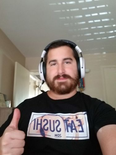 Customer photo review of Eat Sushi Anime T-Shirt (Black/White)