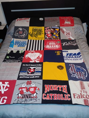 T-shirt quilt featuring north catholic falcons by Ed from PA