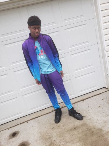 Customer photo review of Dip Dye Track Pants Purple (1A1-403)