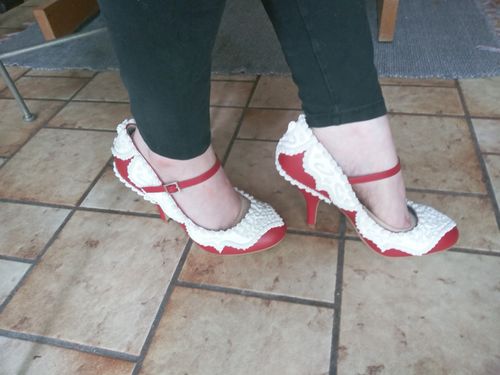 Customer photo review of Red Velvet Mary Janes