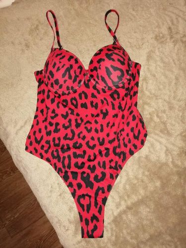 Customer photo review of Leopard Print  Backless One Piece Swimsuit