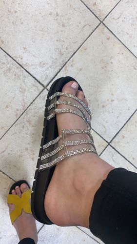 Customer photo review of Sequin Double Strap Slide Sandals