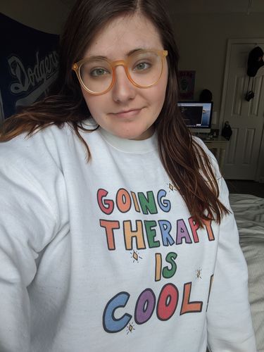 Customer photo review of Going To Therapy Is Cool! -- Sweatshirt